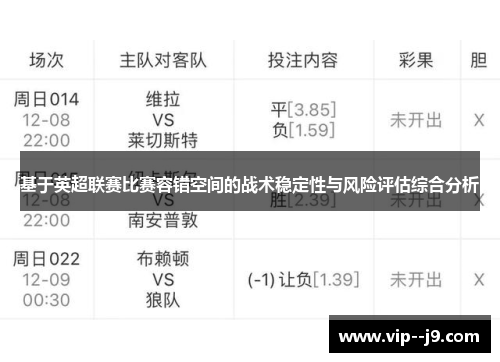 基于英超联赛比赛容错空间的战术稳定性与风险评估综合分析